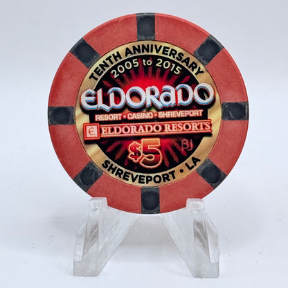 Eldorado Shreveport Louisiana 2015 '10th Anniversary' LE $5 Casino Chip