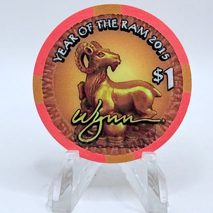 Wynn Las Vegas Nevada 2015 'Year Of The Ram' LE $1 Casino Chip D1819