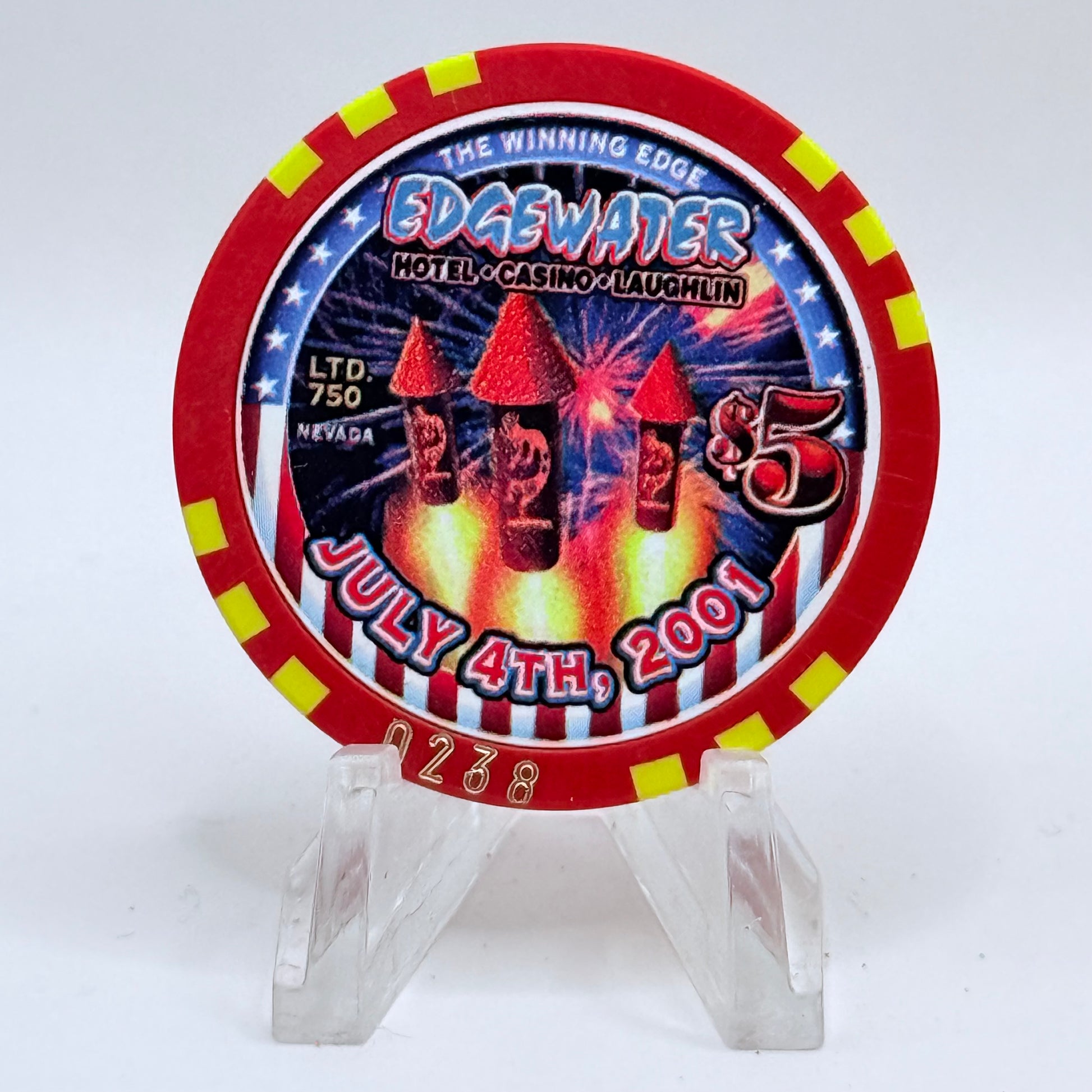 Edgewater Laughlin Nevada 2001 LE $5 Casino Chip V8391