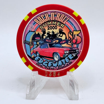 Edgewater Laughlin Nevada 2000 'Rock & Roll Summer' LE $5 Casino Chip V7332