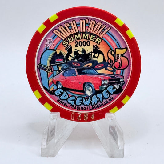 Edgewater Laughlin Nevada 2000 'Rock & Roll Summer' LE $5 Casino Chip V7332