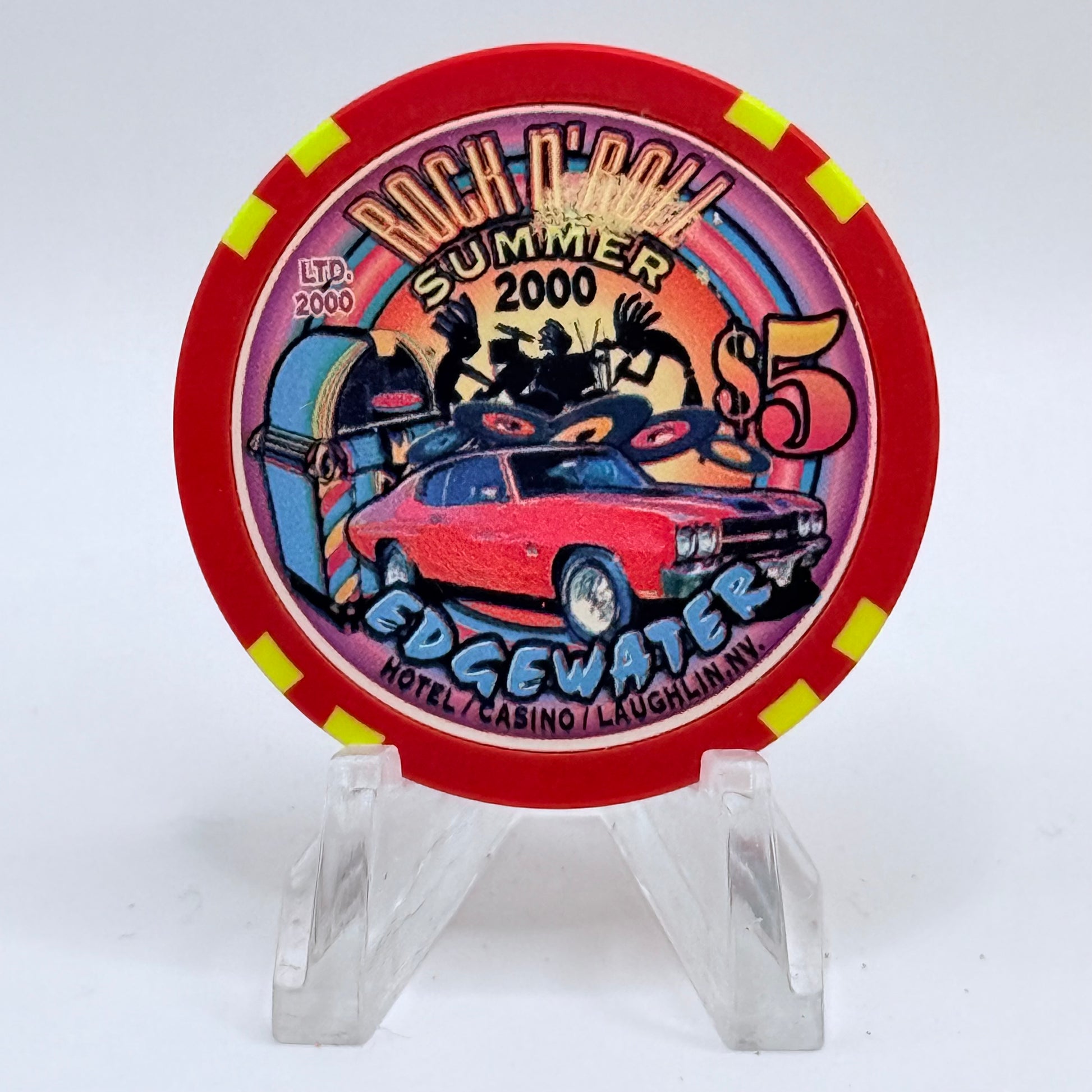 Edgewater Laughlin Nevada 2000 'Rock & Roll Summer' LE $5 Casino Chip V7332