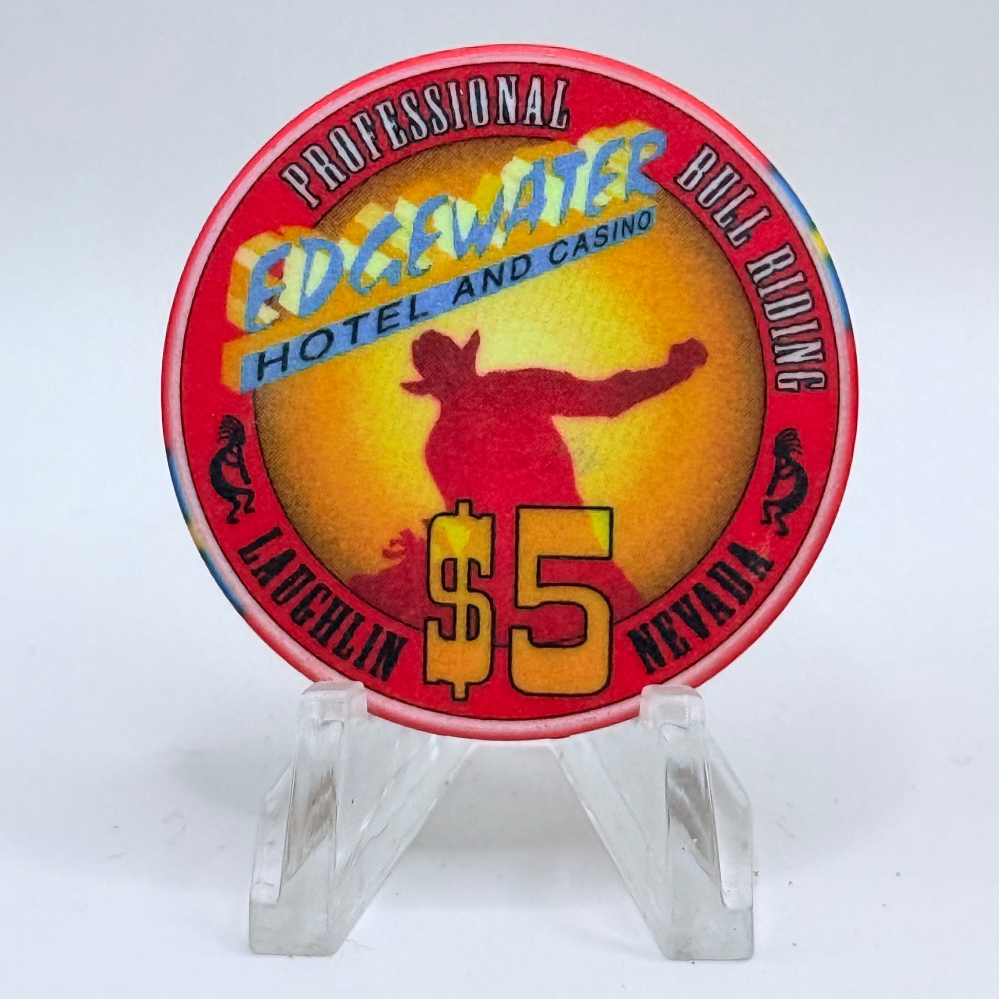 Edgewater Laughlin Nevada 2000 'Professional Bull Riders' LE $5 Casino Chip V8394