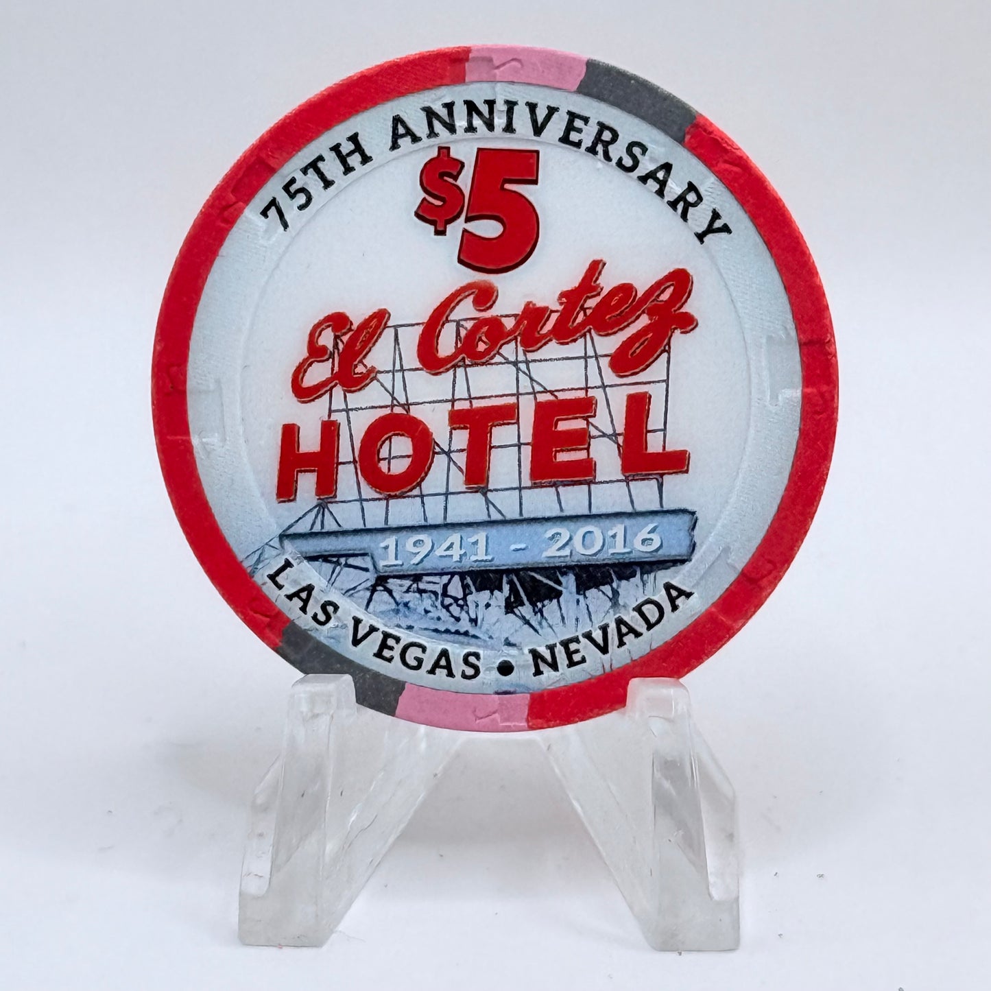 El Cortez Las Vegas Nevada 2016 '75th Anniversary' LE $5 Casino Chip D2469