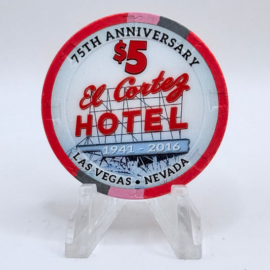 El Cortez Las Vegas Nevada 2016 '75th Anniversary' LE $5 Casino Chip D2469