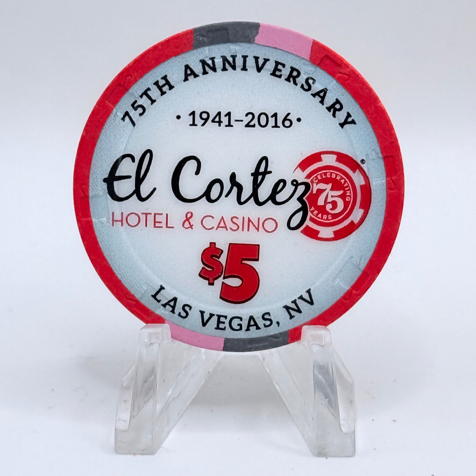 El Cortez Las Vegas Nevada 2016 '75th Anniversary' LE $5 Casino Chip D2469