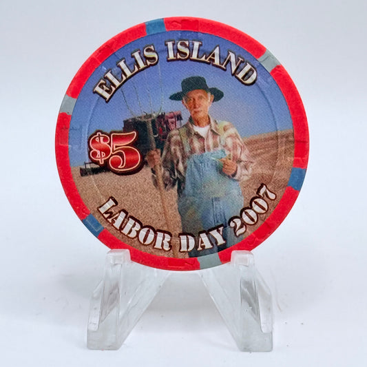 Ellis Island Las Vegas Nevada 2007 'Labor Day' LE $5 Casino Chip E6524