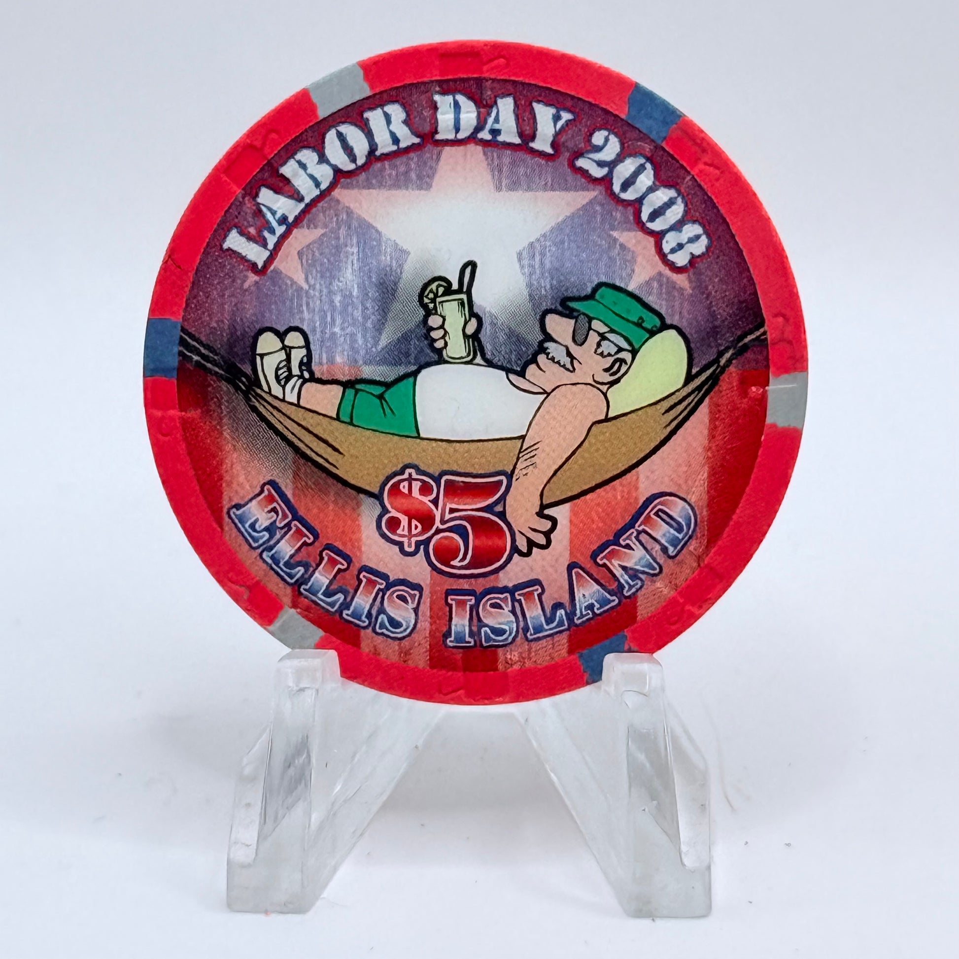Ellis Island Las Vegas Nevada 2008 'Labor Day' LE $5 Casino Chip D0594