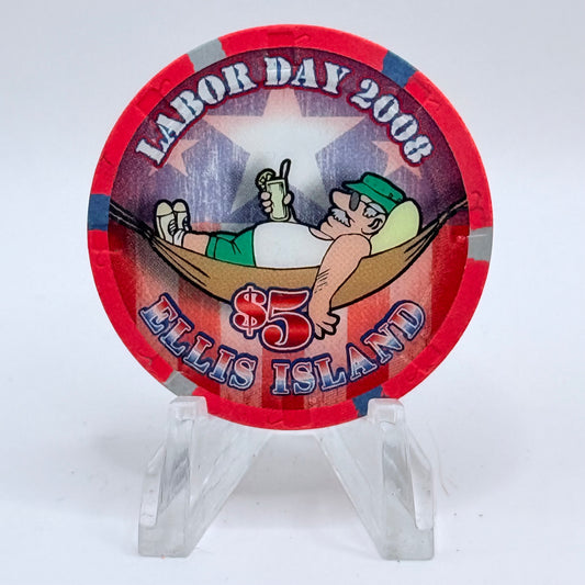 Ellis Island Las Vegas Nevada 2008 'Labor Day' LE $5 Casino Chip D0594