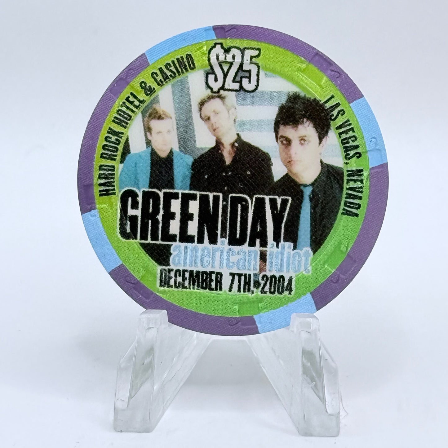 Hard Rock - Las Vegas Nevada 2004 'Green Day' LE $25 Casino Chip E4138