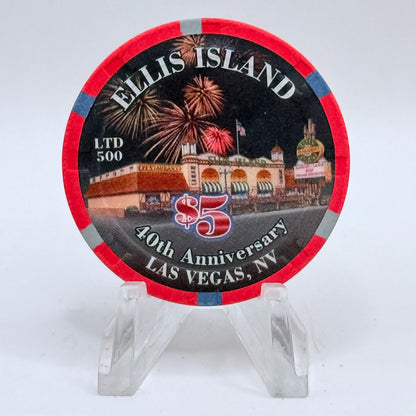 Ellis Island Las Vegas Nevada 2008 '40th Anniversary' LE $5 Casino Chip E7881