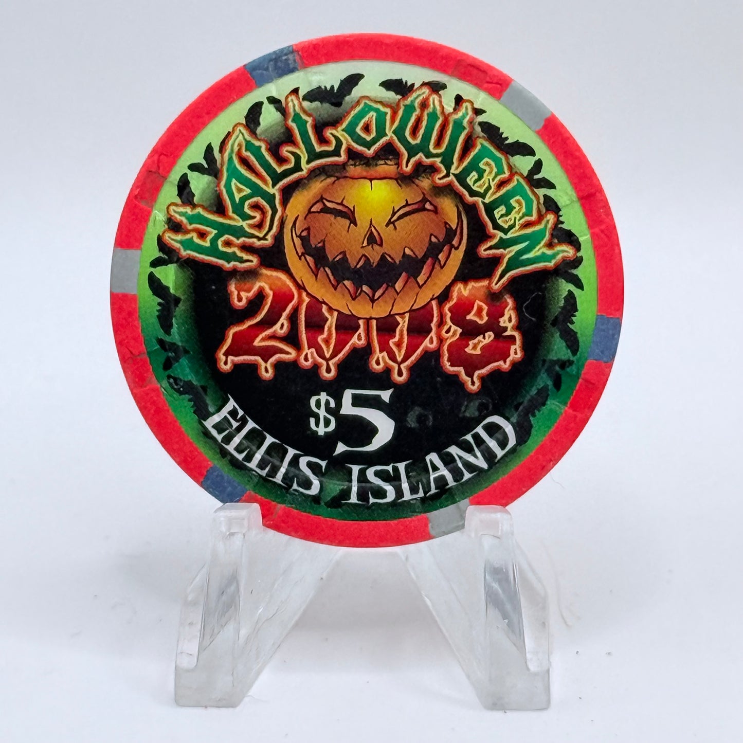 Ellis Island Las Vegas Nevada 2008 'Halloween' LE $5 Casino Chip E7883