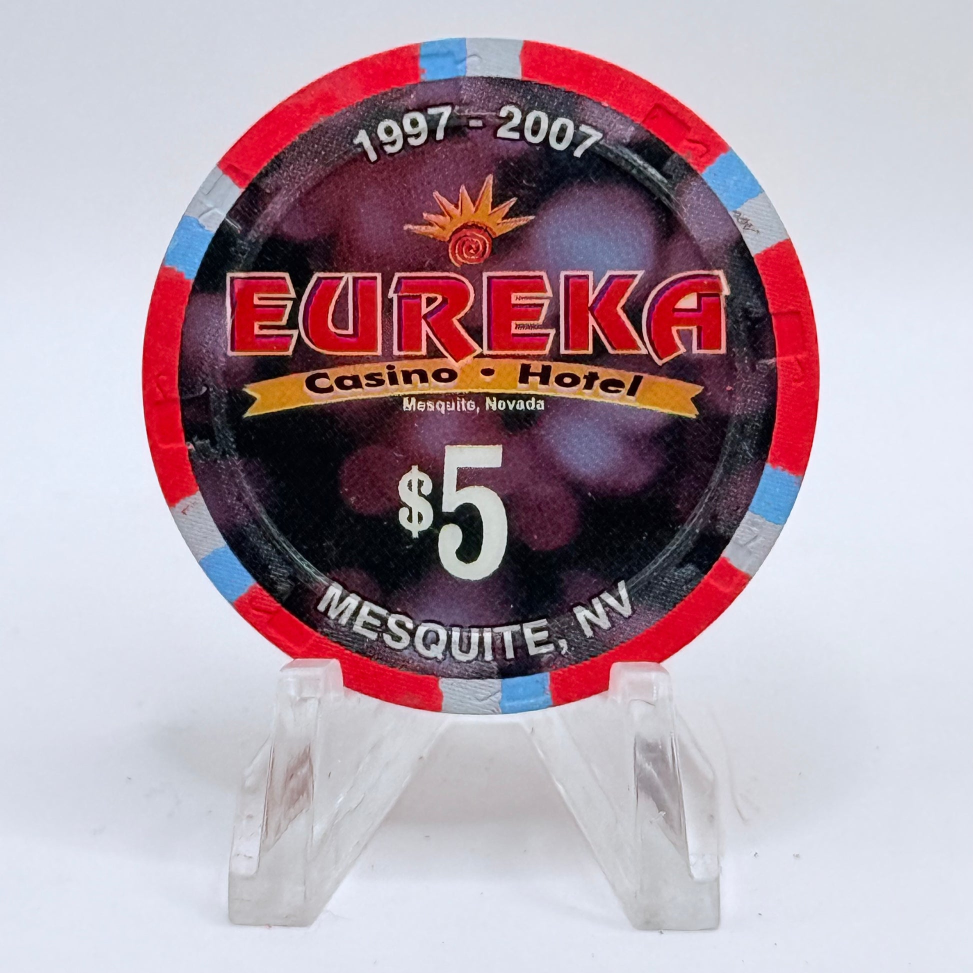 Eureka Casino Mesquite Nevada 2007 '10th Anniversary' LE $5 Casino Chip E6032