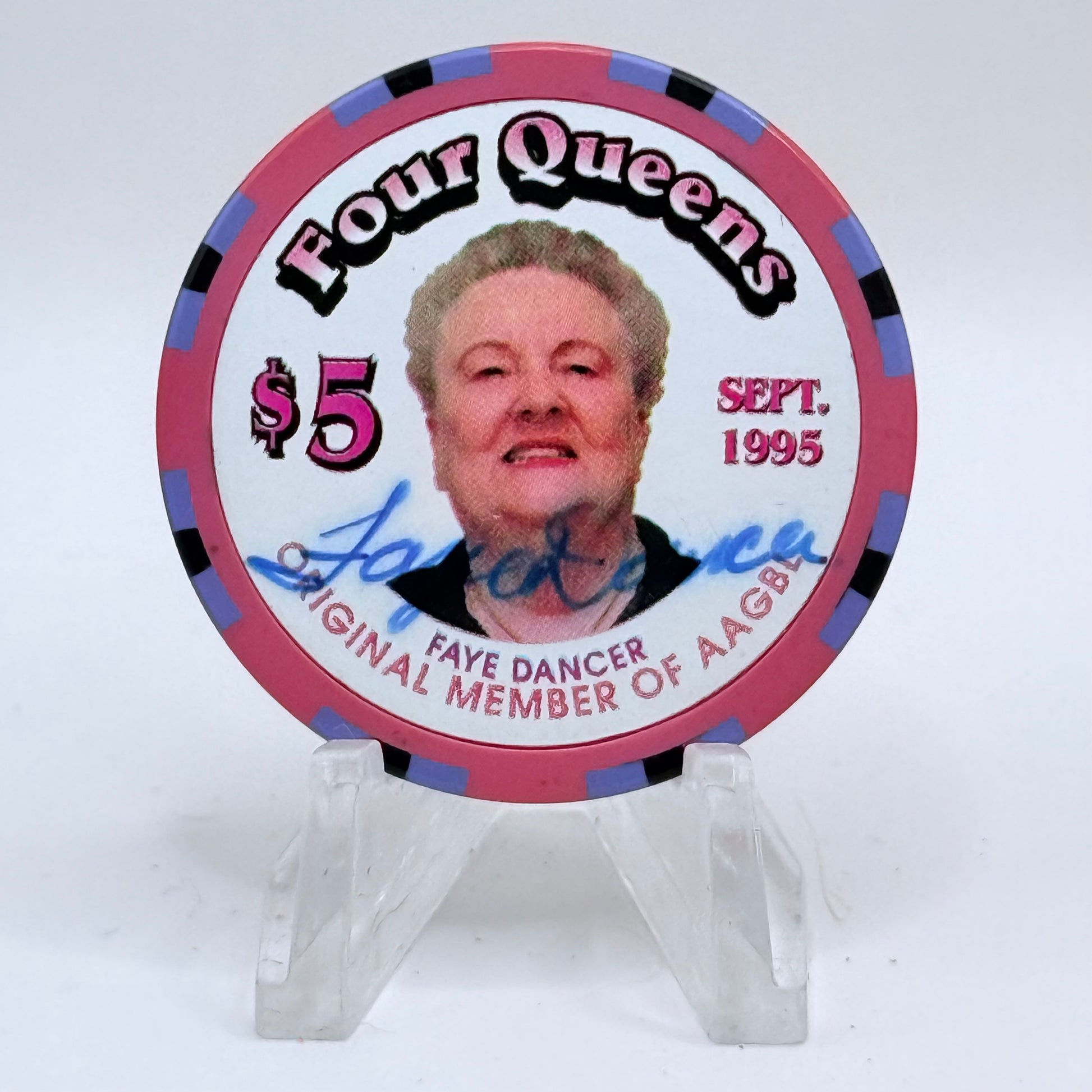 Four Queens Las Vegas Nevada 1995 'Autographed' Series 12 LE $5 Casino Chip N0452