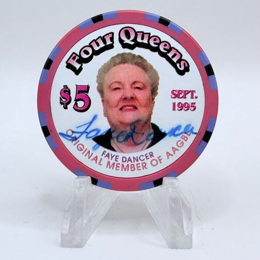 Four Queens Las Vegas Nevada 1995 'Autographed' Series 12 LE $5 Casino Chip N0452
