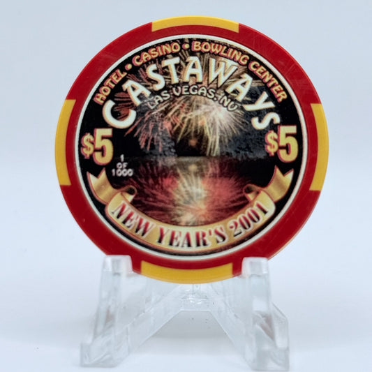 Castaways Hotel Casino Bowling Las Vegas Nevada 2000 'New Years' LE $5 Casino Chip V7451