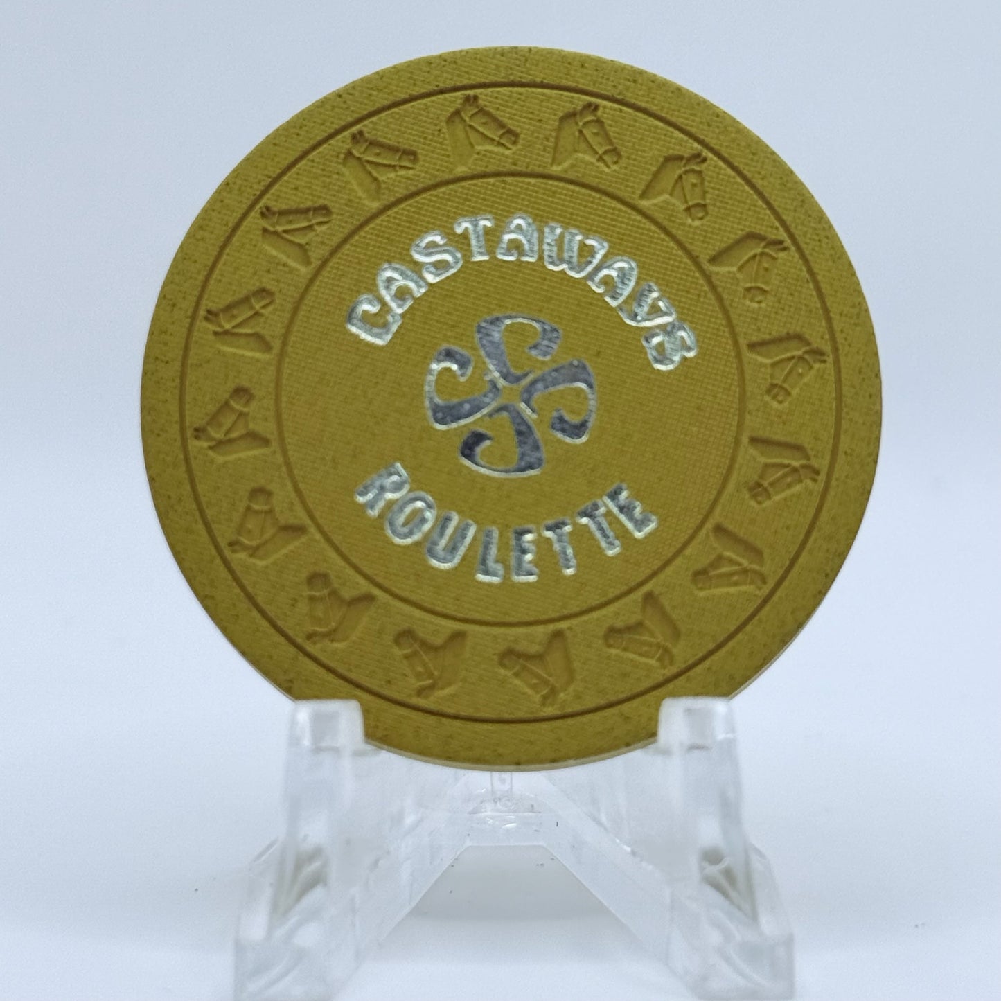 Castaways Las Vegas Nevada Series 100 Roulette Mustard Casino Chip N4353