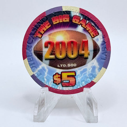 Four Queens Las Vegas Nevada 2004 'The Big Game - Superbowl' LE $5 Casino Chip E0529