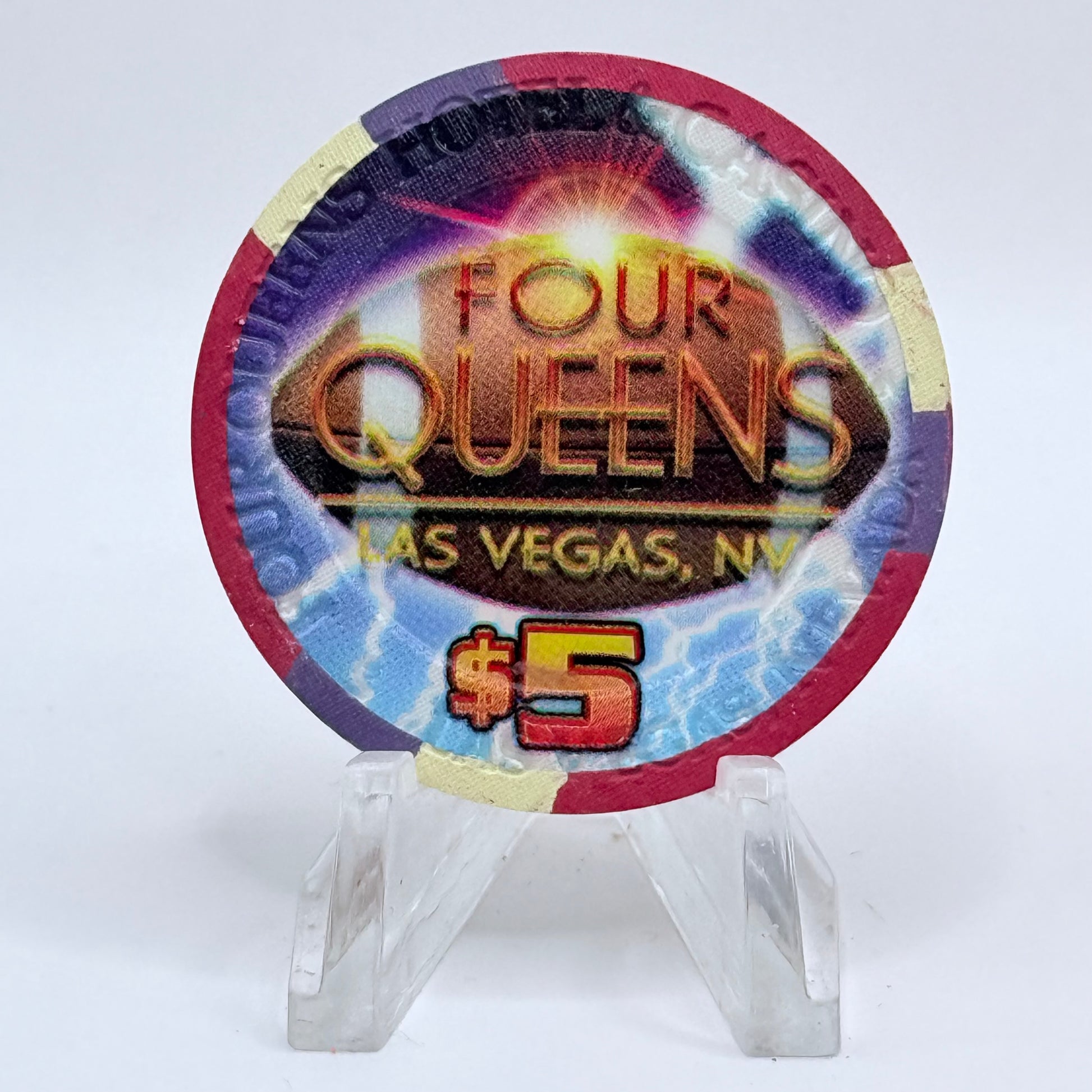 Four Queens Las Vegas Nevada 2004 'The Big Game - Superbowl' LE $5 Casino Chip E0529