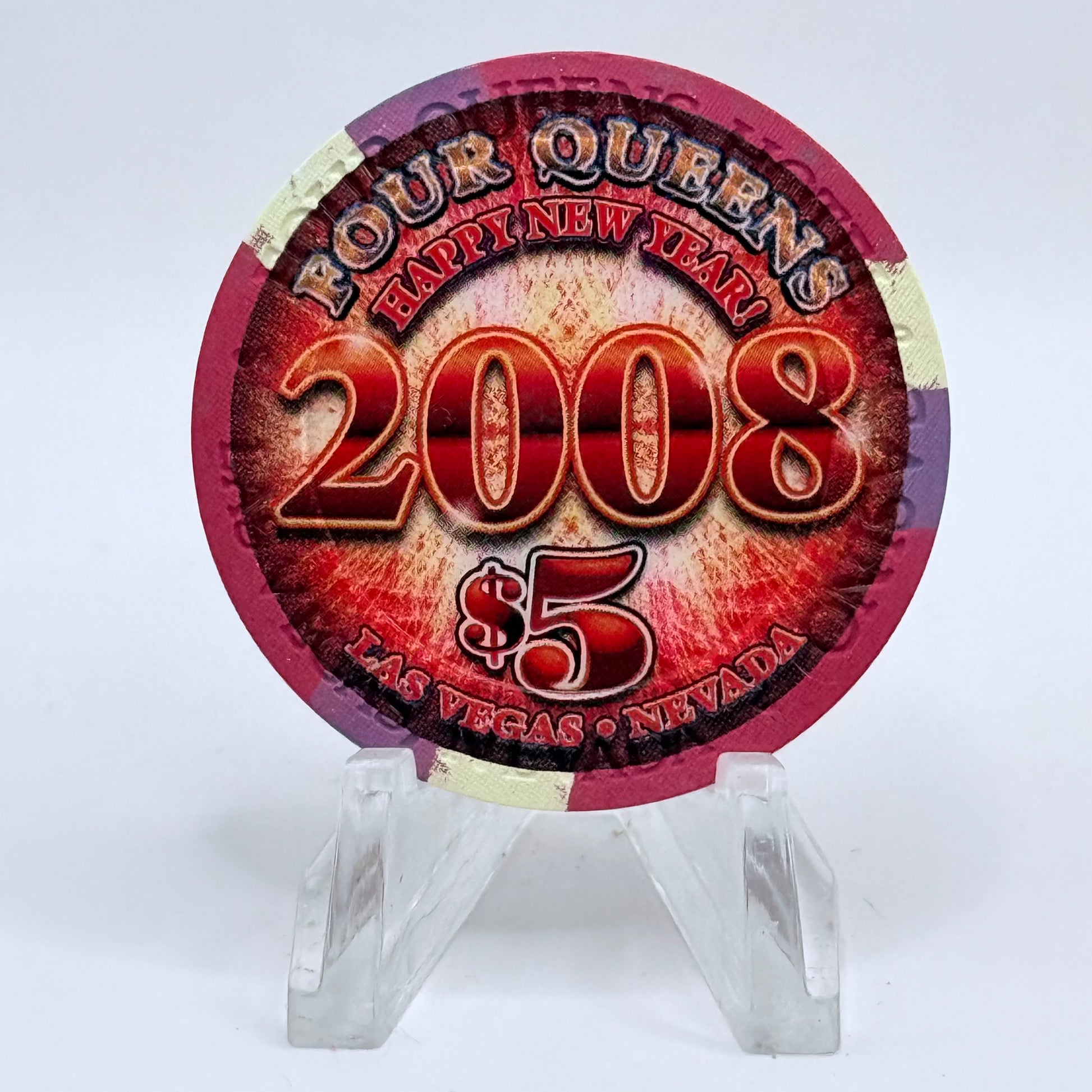 Four Queens Las Vegas Nevada 2007 'New Years Eve' LE $5 Casino Chip E7936