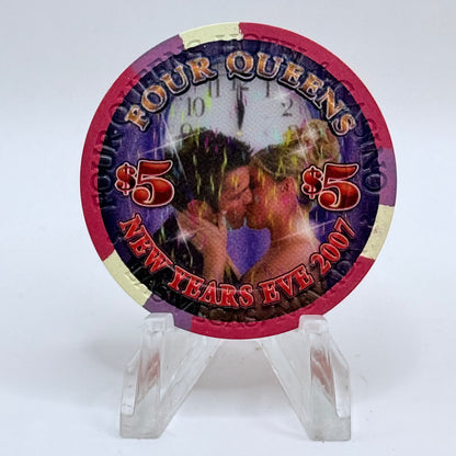 Four Queens Las Vegas Nevada 2007 'New Years Eve' LE $5 Casino Chip E7936