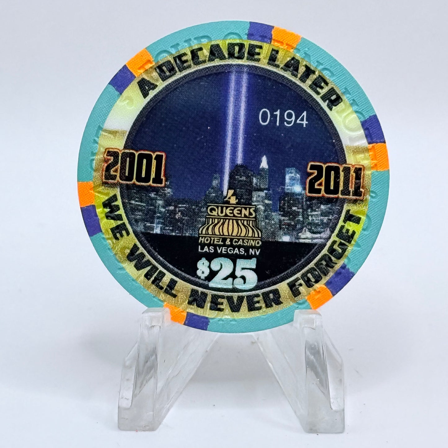 Four Queens Las Vegas Nevada 2011 'World Trade Center - We Will Never Forget' LE $25 Casino Chip D0273