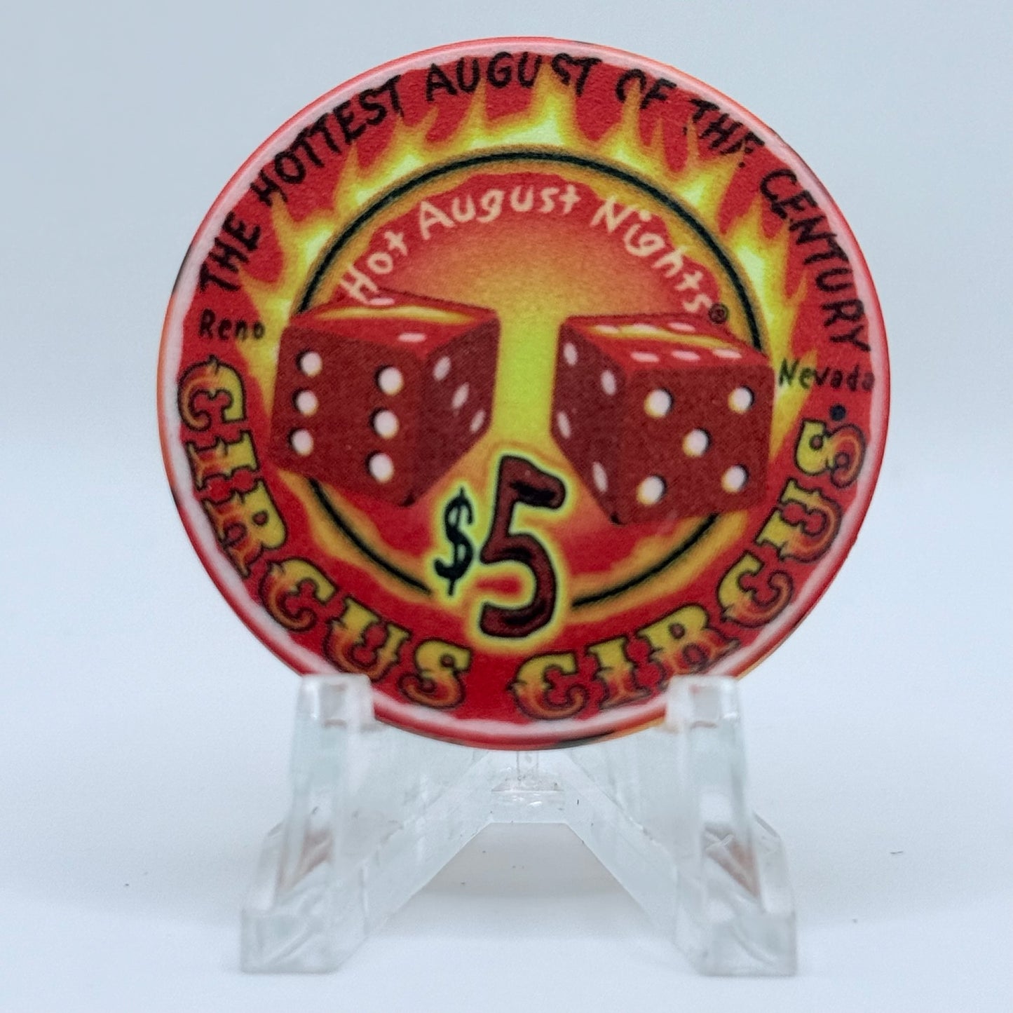 Circus Circus Reno Nevada 1999 'Hot August Nights' LE $5 Casino Chip V3882