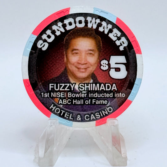 Sundowner Reno Nevada 1998 'Fuzzy Shimada' LE $5 Casino Chip V1610