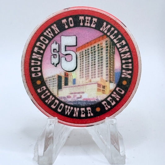 Sundowner Reno Nevada 1999 'Countdown To The Millennium' LE $5 Casino Chip V5702