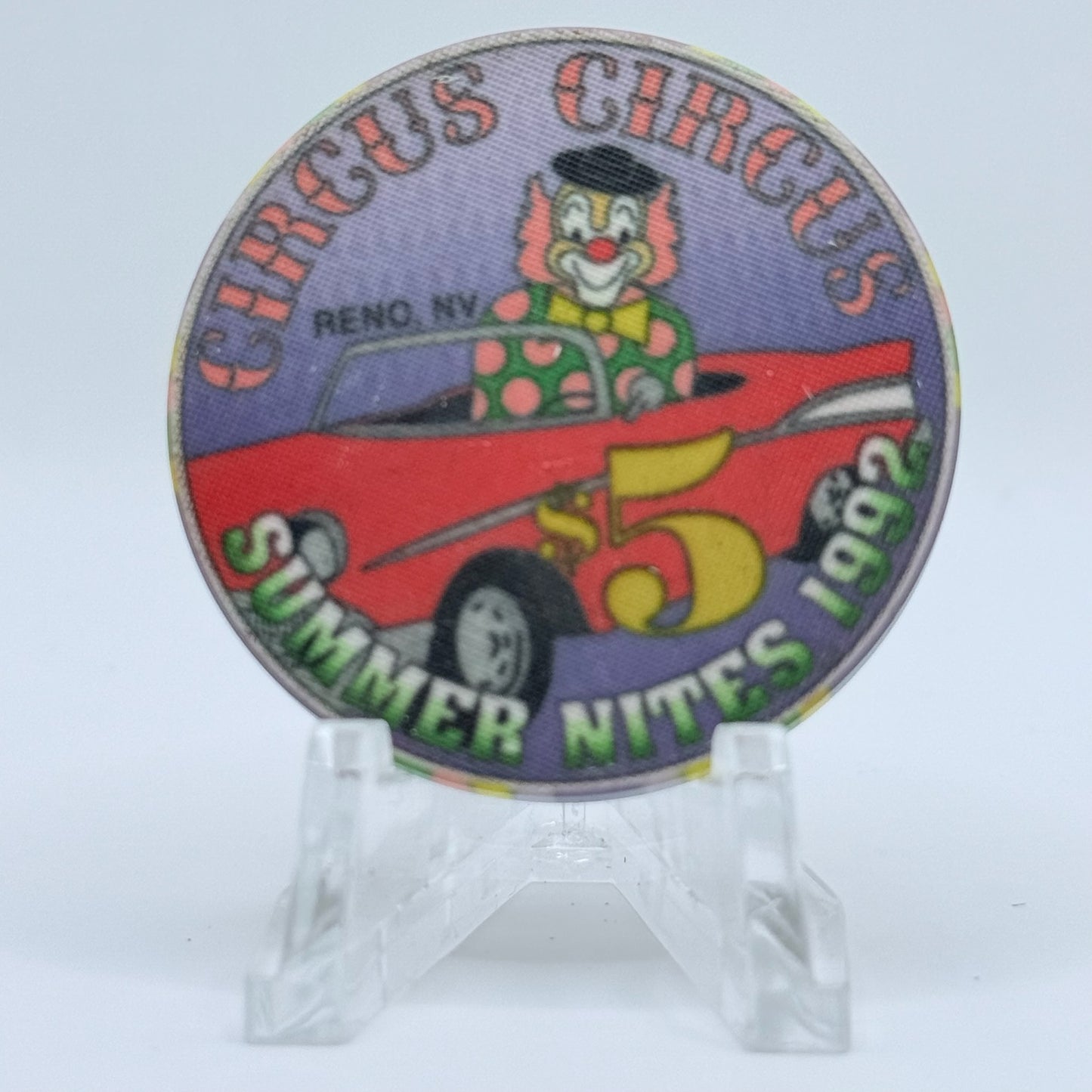 Circus Circus Reno Nevada 1992 'Summer Nights' LE $5 Casino Chip N0637