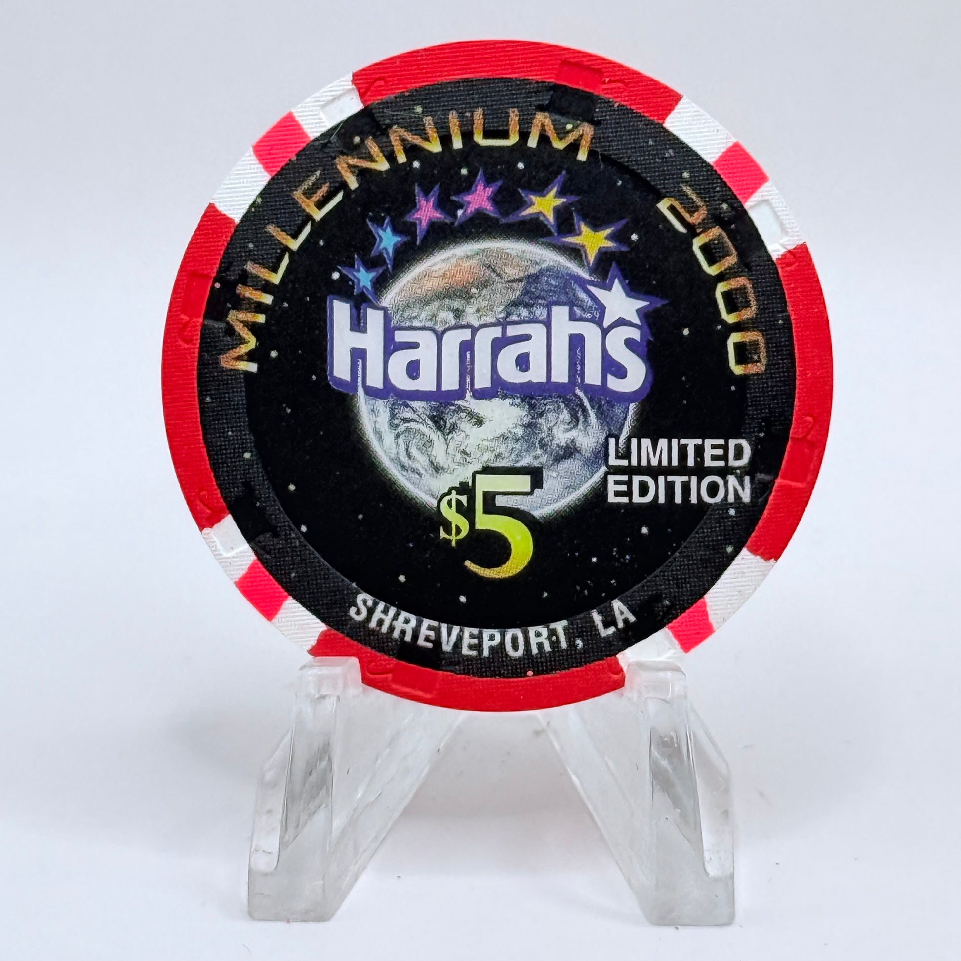 Harrah's - Shreveport Shreveport Louisiana 2000 'Millennium - Carol Channing' LE $5 Casino Chip