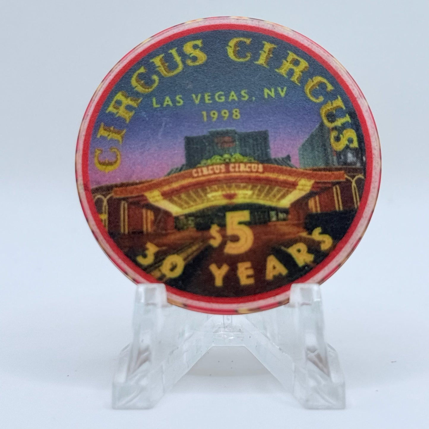 Circus Circus Las Vegas Nevada 1998 '30 Years' LE $5 Casino Chip V2274