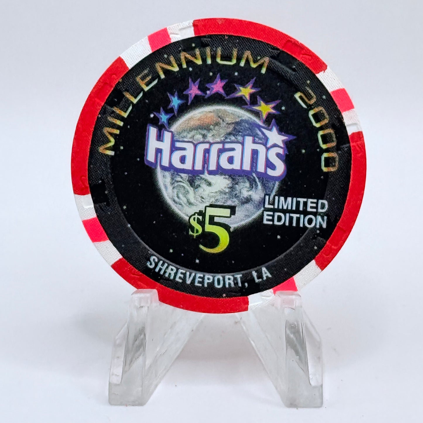 Harrah's - Shreveport Shreveport Louisiana 2000 'Millennium - George Burns' LE $5 Casino Chip