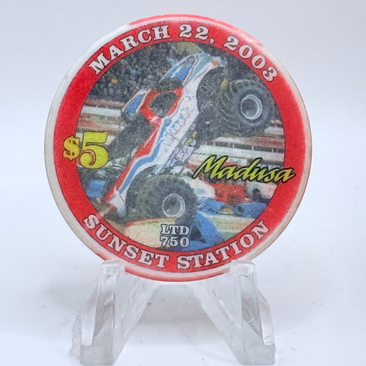 Sunset Station Henderson Nevada 2003 'Monster Jam World Finals' LE $5 Casino Chip E2715
