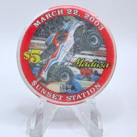 Sunset Station Henderson Nevada 2003 'Monster Jam World Finals' LE $5 Casino Chip E2715