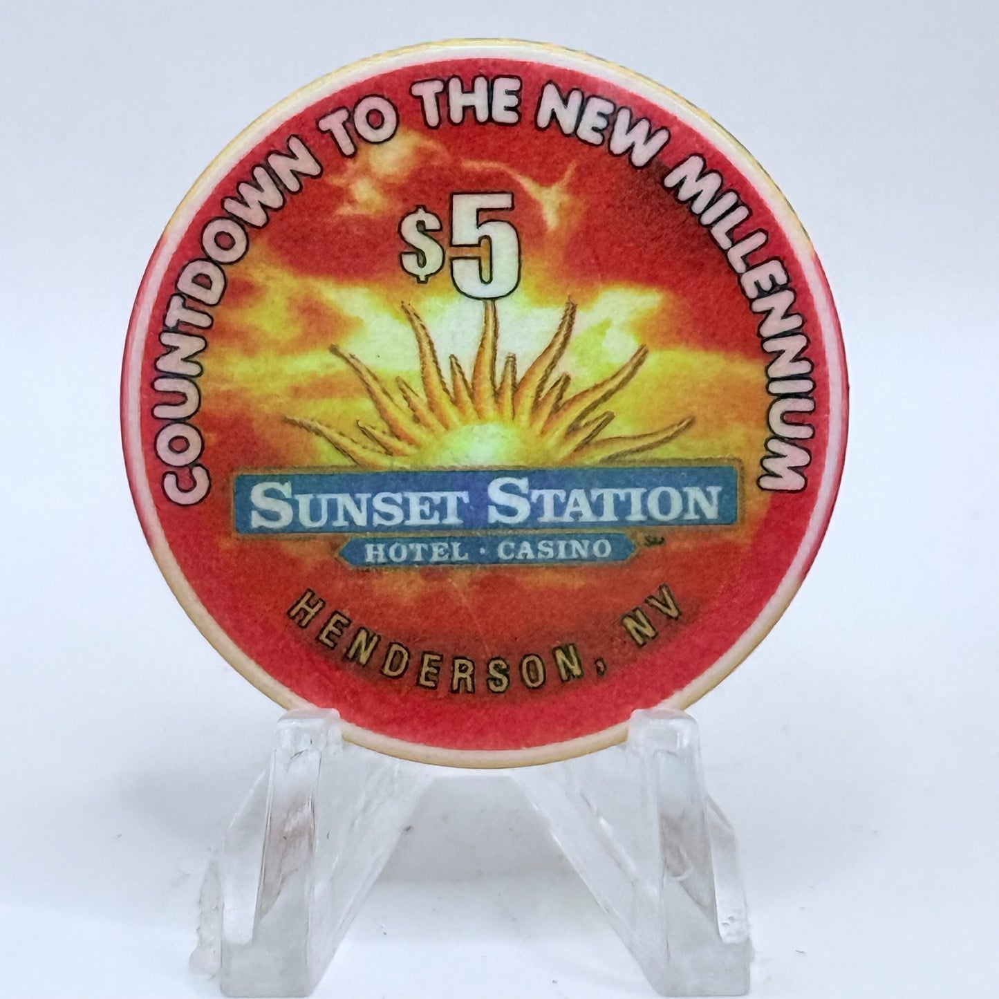 Sunset Station Henderson Nevada 1999 '4 Four's' Series 2 LE $5 Casino Chip V3480