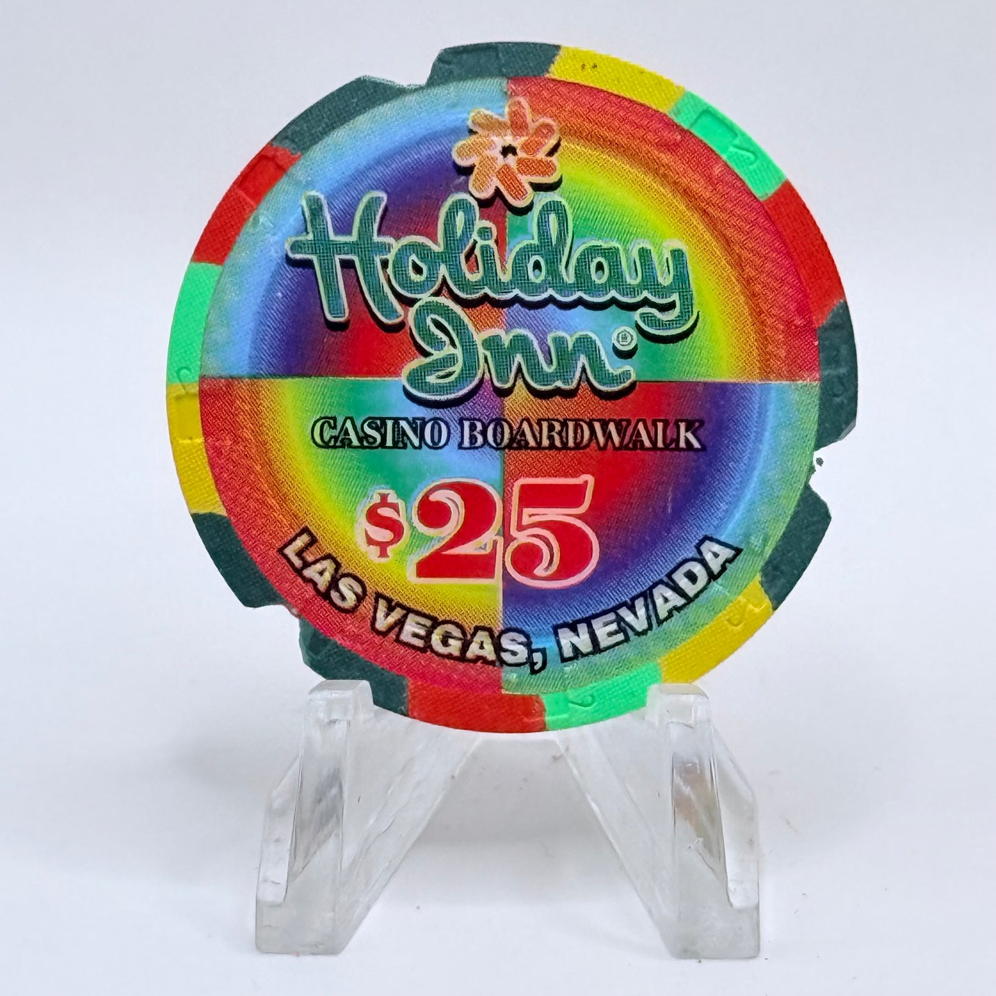 Holiday Inn Casino Boardwalk Las Vegas Nevada 1995 $25 Casino Chip N2710 *NOTCHED*