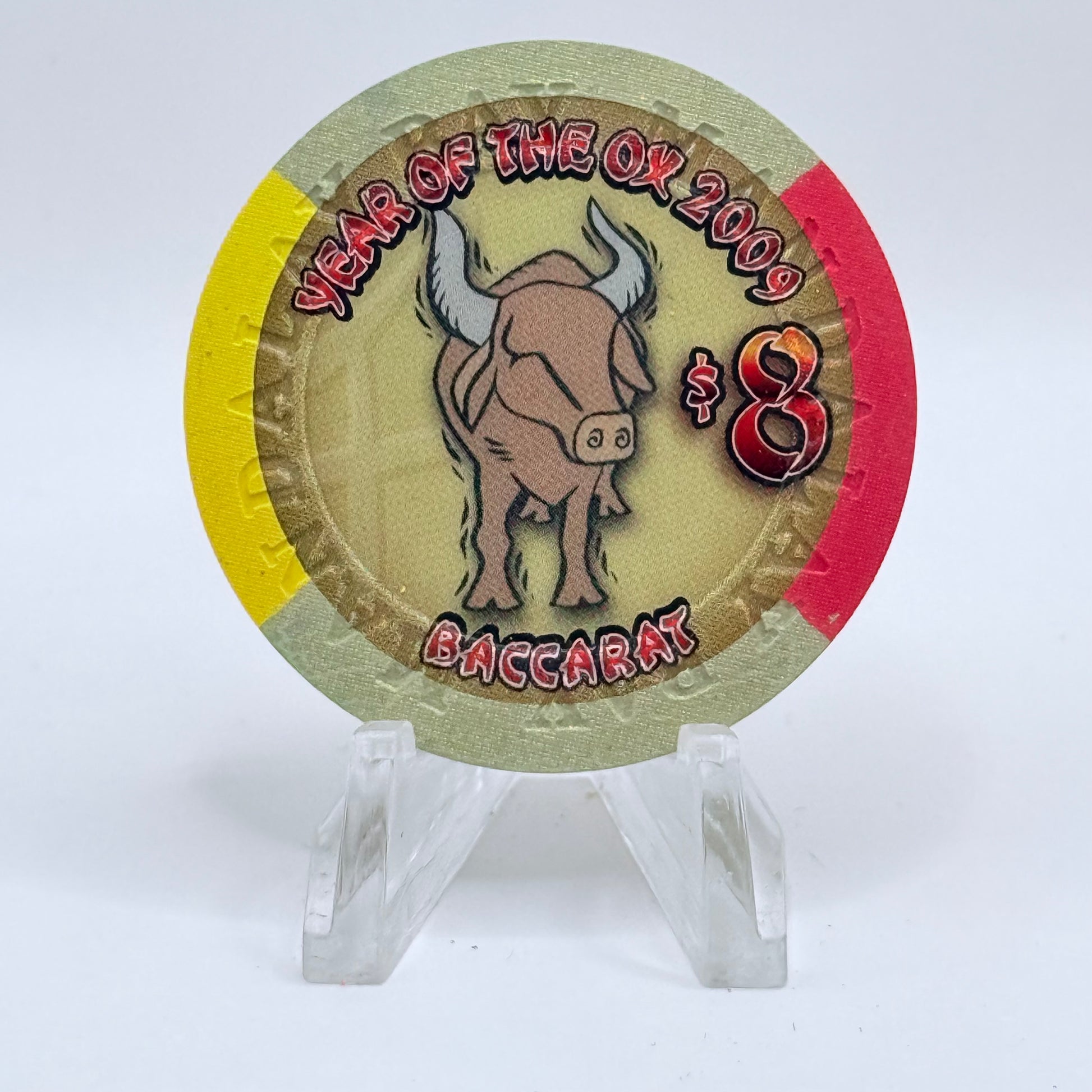 Mandalay Bay Las Vegas Nevada 2009 'Year Of The Ox - Baccarat' LE $8 Casino Chip E8126