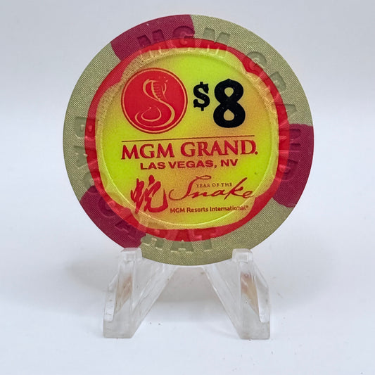 MGM Grand (Theme Hotel) Las Vegas Nevada 2013 'Year Of The Snake - Baccarat' LE $8 Casino Chip