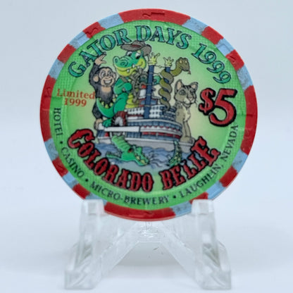 Colorado Belle Laughlin Nevada 1999 'Gator Days' LE $5 Casino Chip E3921