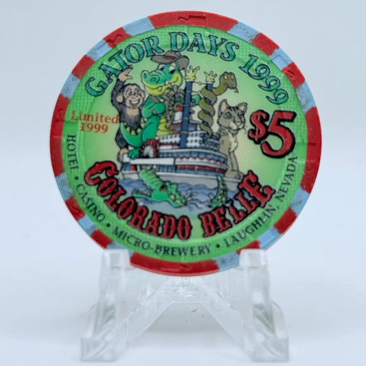 Colorado Belle Laughlin Nevada 1999 'Gator Days' LE $5 Casino Chip E3921