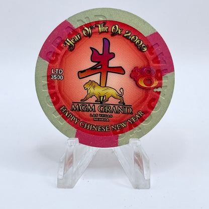 MGM Grand (Theme Hotel) Las Vegas Nevada 2009 'Year Of The Ox - Baccarat' LE $8 Casino Chip E8157