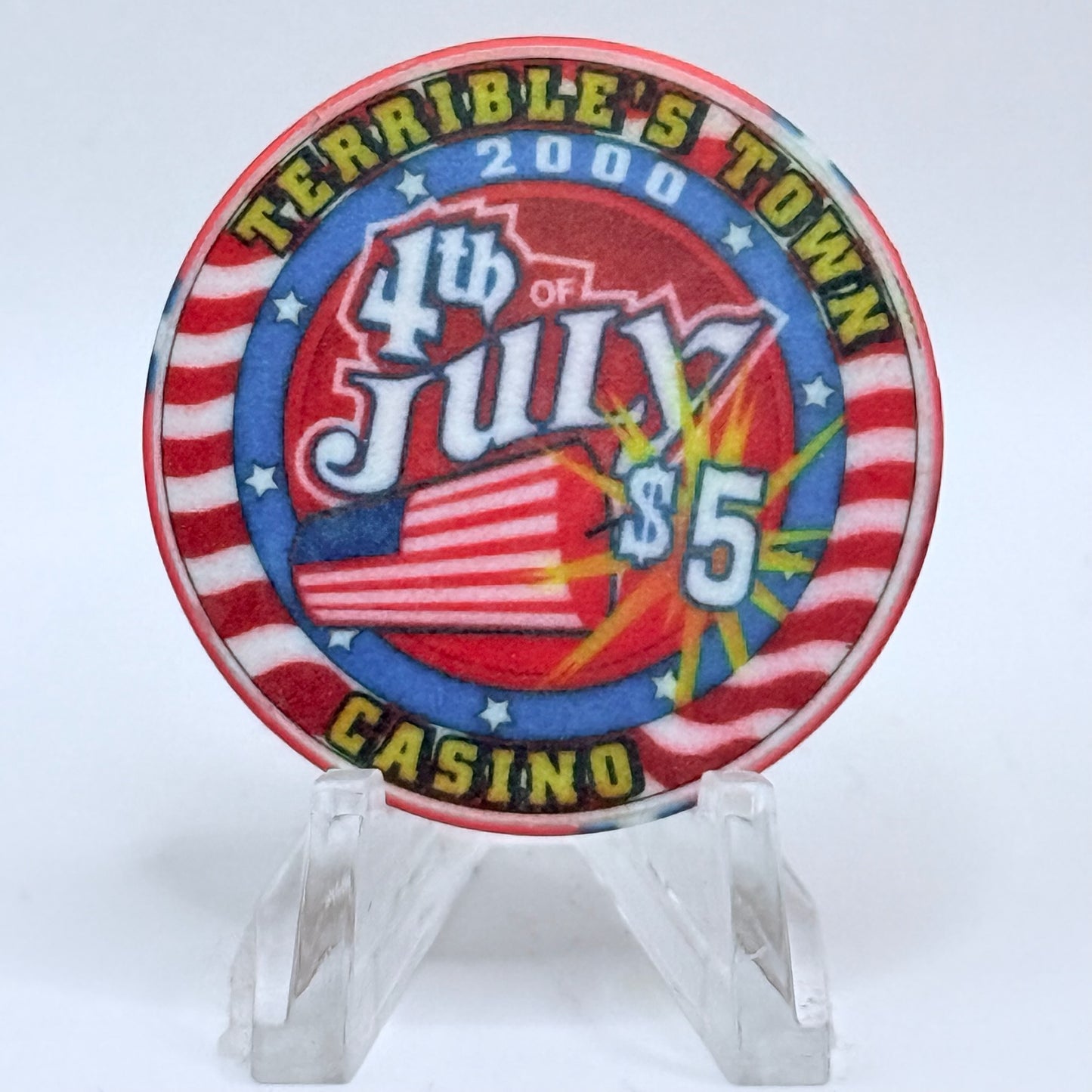 Terrible's Town Pahrump Nevada 2000 'July 4th' LE $5 Casino Chip V5742