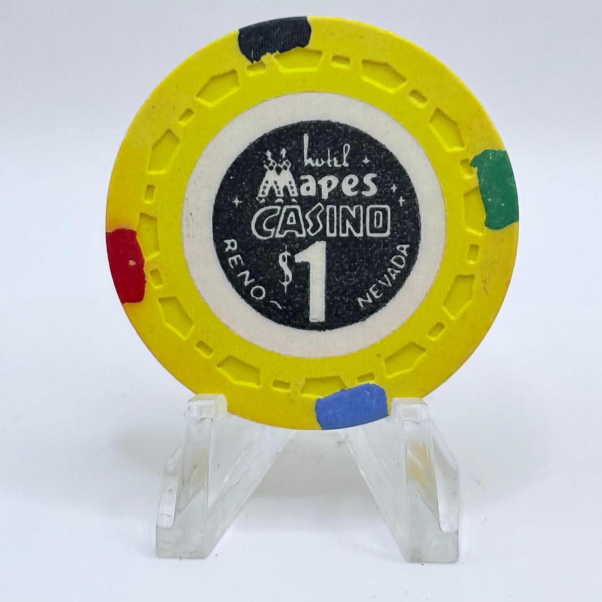 Mapes Hotel Casino Reno Nevada 1964 'Red-green Opposites' LE $1 Casino Chip N5233