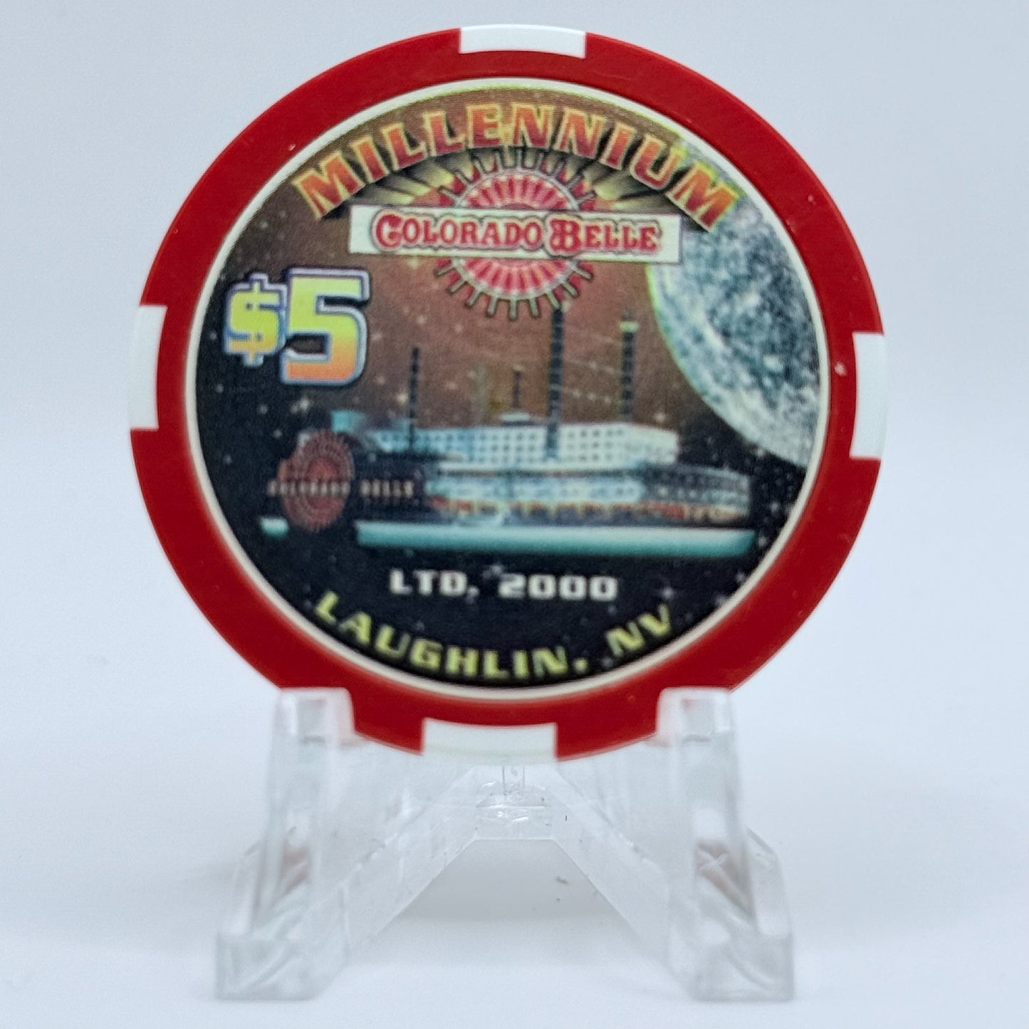 Colorado Belle Laughlin Nevada 2000 LE Millennium' $5 Casino Chip V3917