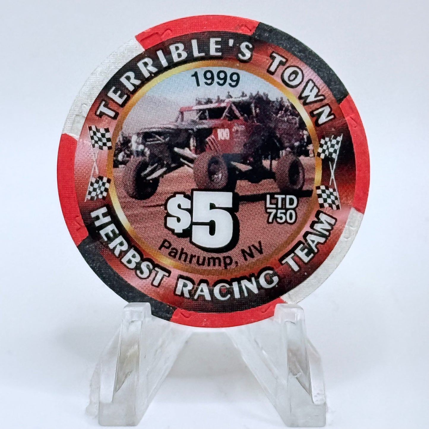 Terrible's Town Pahrump Nevada 2000 'Herbst Racing Team' LE $5 Casino Chip V5741