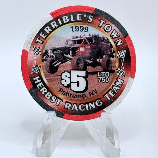 Terrible's Town Pahrump Nevada 2000 'Herbst Racing Team' LE $5 Casino Chip V5741