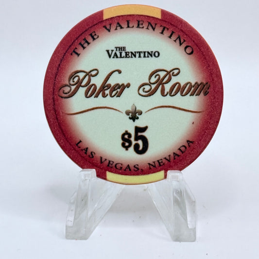The Valentino Poker Room Las Vegas Nevada $5 Casino Chip