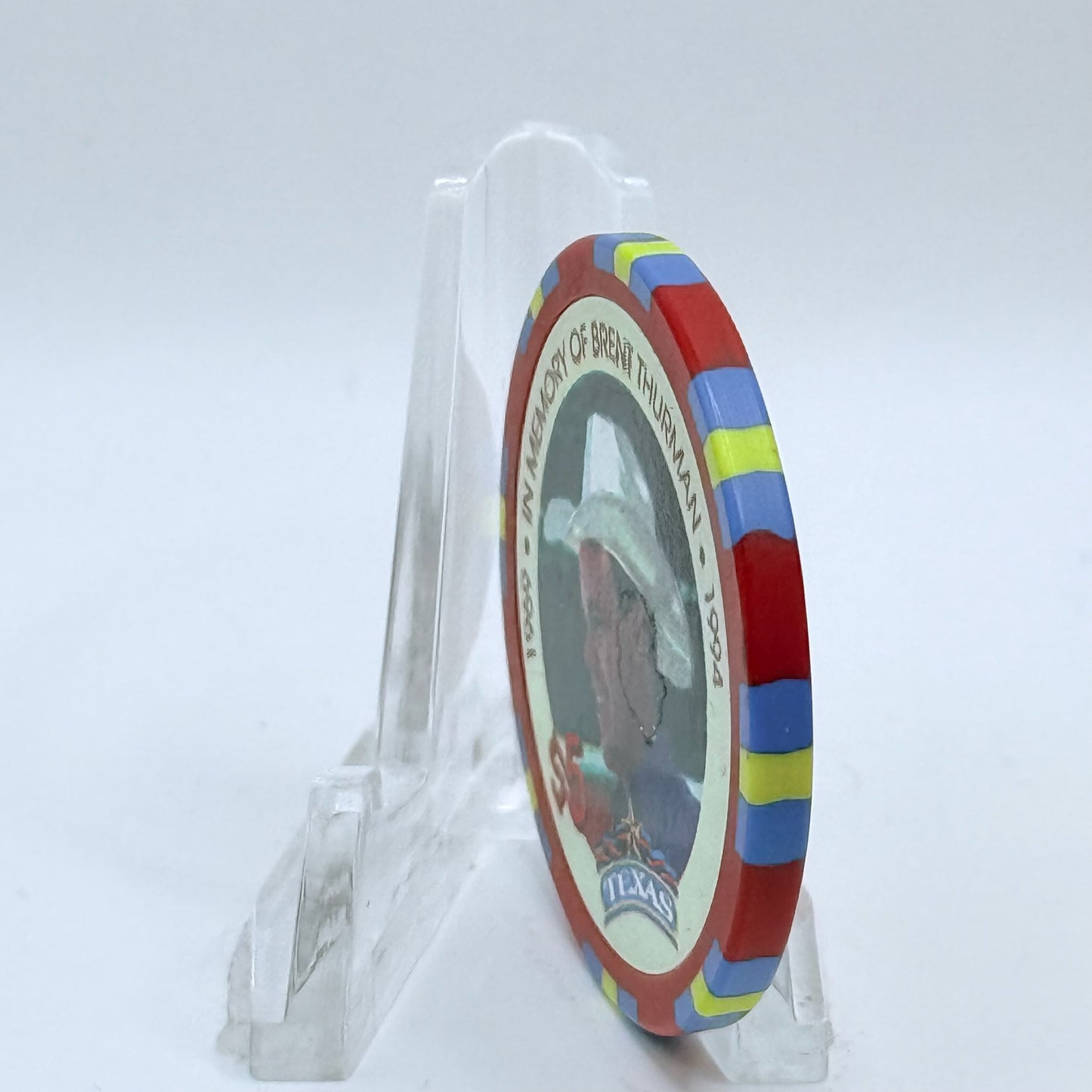 Texas Gambling Hall N. Las Vegas Nevada 1995 'In Memory Of Brent Thurman' LE $5 Casino Chip N0428