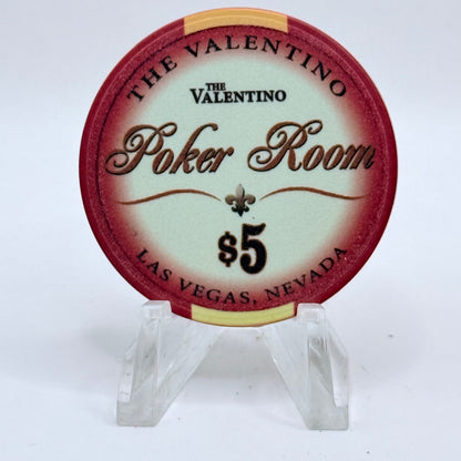 The Valentino Poker Room Las Vegas Nevada $5 Casino Chip
